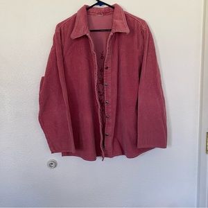 Pink curdoroy flower embroidered jacket shirt
